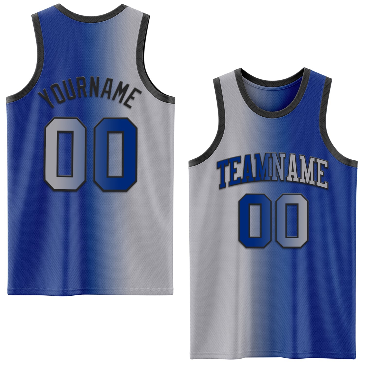 Custom Royal Gray-Black Authentic Gradient Fashion Basketball Jersey - Sky-Custom