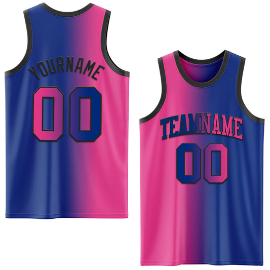 Custom Royal Pink-Black Authentic Gradient Fashion Basketball Jersey - Sky-Custom