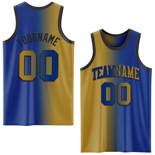 Custom Royal Old Gold-Black Authentic Gradient Fashion Basketball Jersey - Sky-Custom