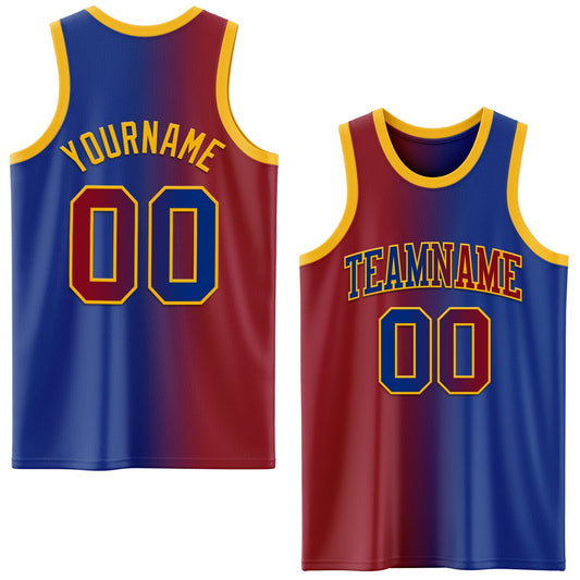 Custom Royal Maroon-Gold Authentic Gradient Fashion Basketball Jersey - Sky-Custom