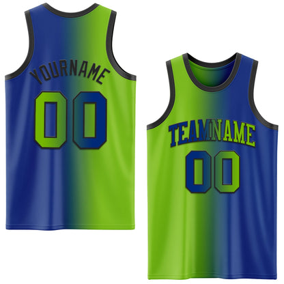 Custom Royal Neon Green-Black Authentic Gradient Fashion Basketball Jersey - Sky-Custom