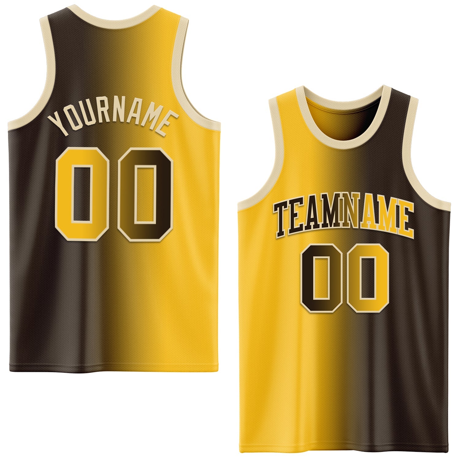 Custom Brown Gold-Cream Authentic Gradient Fashion Basketball Jersey - Sky-Custom