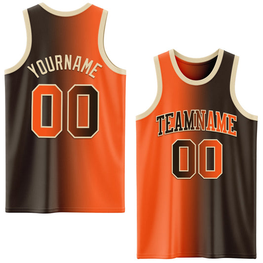 Custom Brown Orange-Cream Authentic Gradient Fashion Basketball Jersey - Sky-Custom