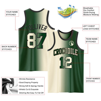 Custom Green Cream-Black Authentic Gradient Fashion Basketball Jersey - Sky-Custom