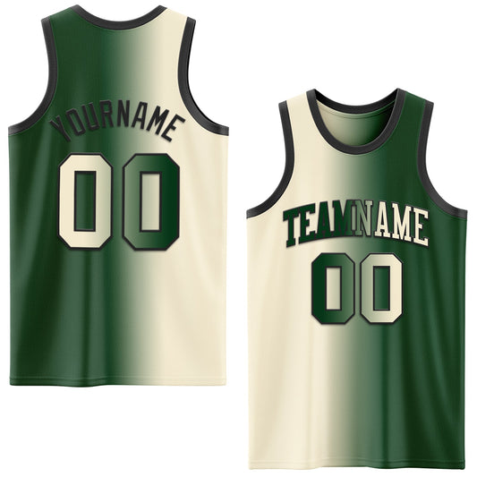 Custom Green Cream-Black Authentic Gradient Fashion Basketball Jersey - Sky-Custom