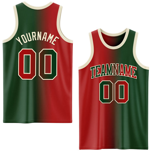 Custom Green Red-Cream Authentic Gradient Fashion Basketball Jersey - Sky-Custom