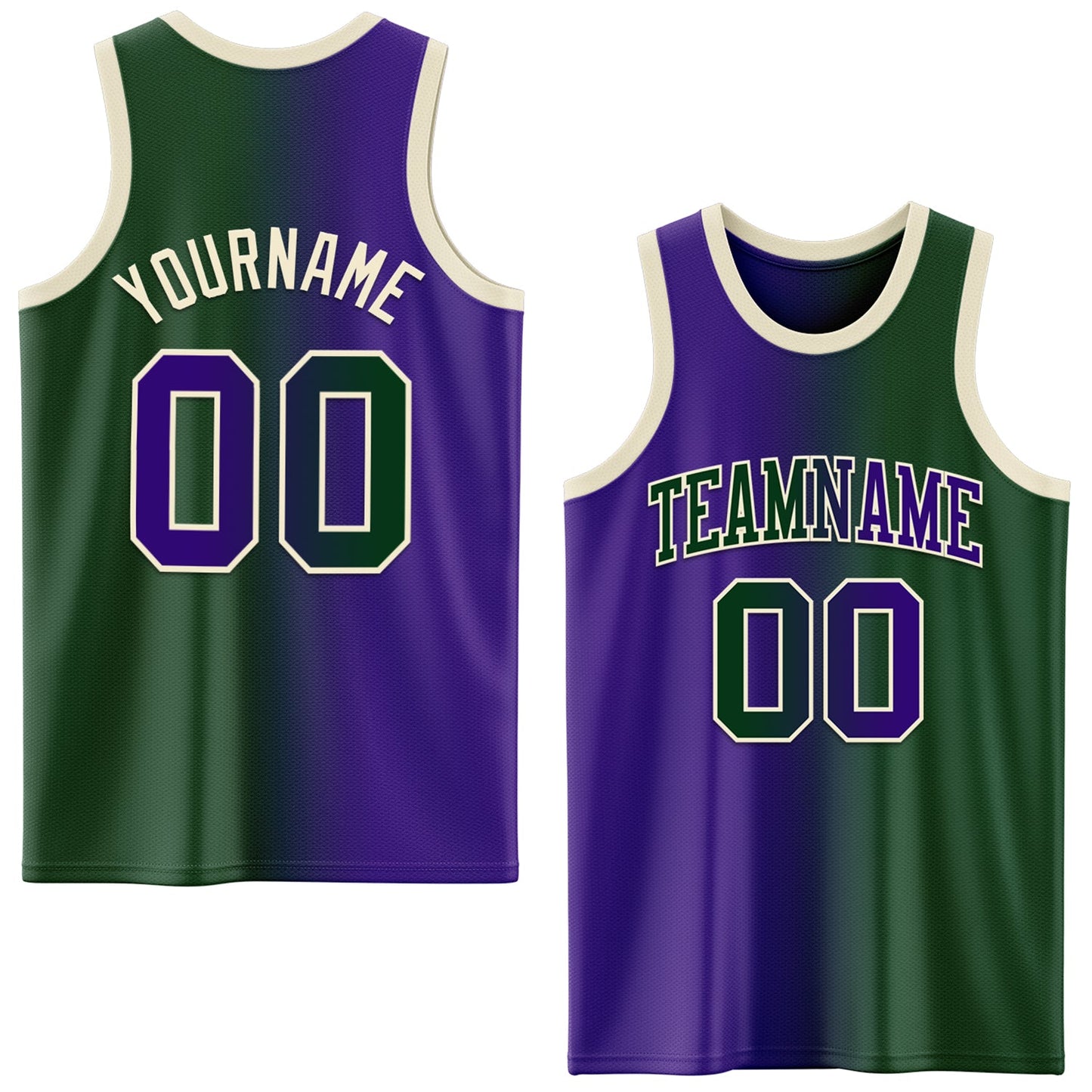 Custom Green Purple-Cream Authentic Gradient Fashion Basketball Jersey - Sky-Custom