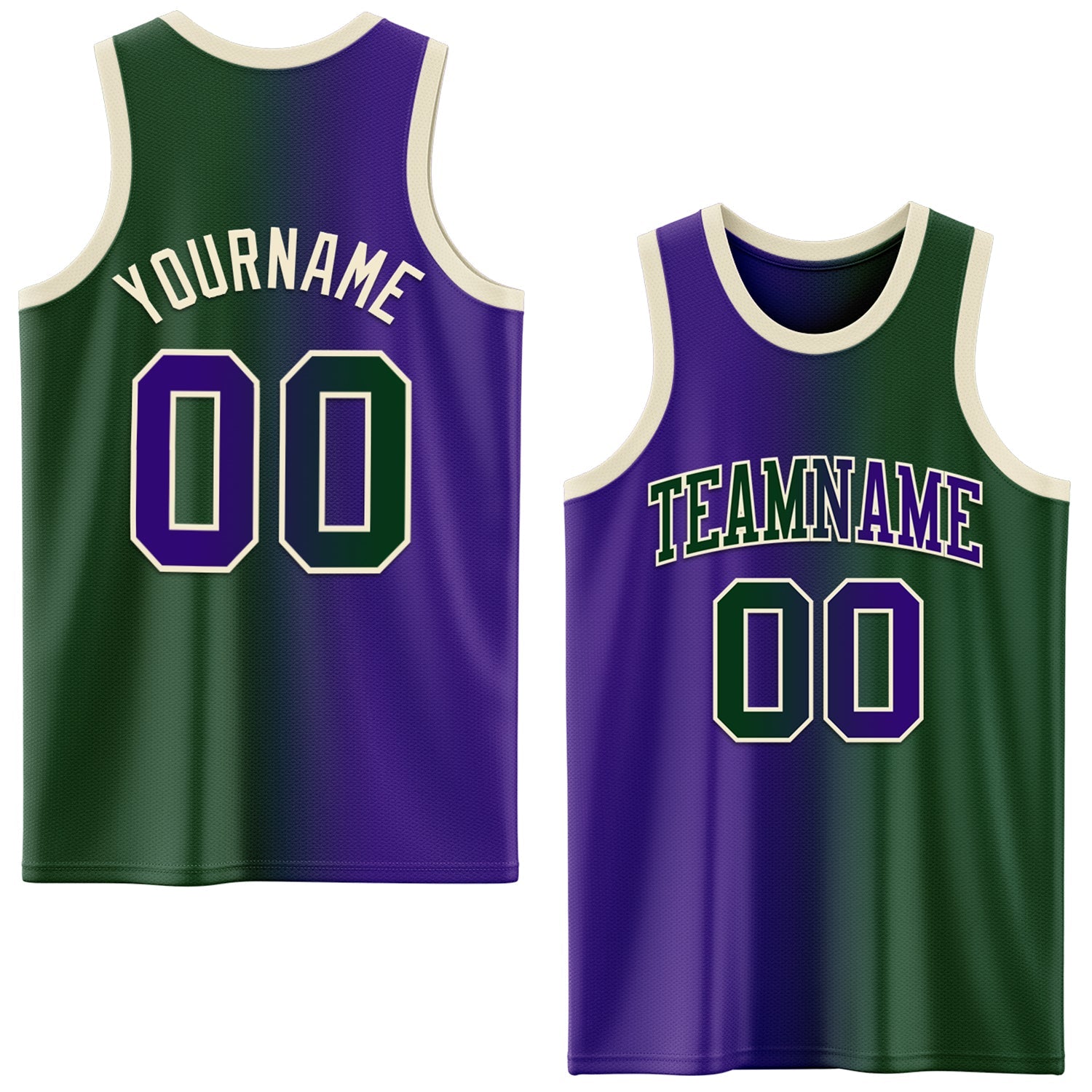 Custom Green Purple-Cream Authentic Gradient Fashion Basketball Jersey - Sky-Custom