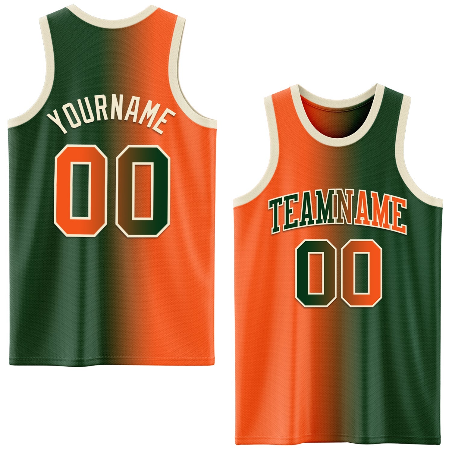 Custom Green Orange-Cream Authentic Gradient Fashion Basketball Jersey - Sky-Custom