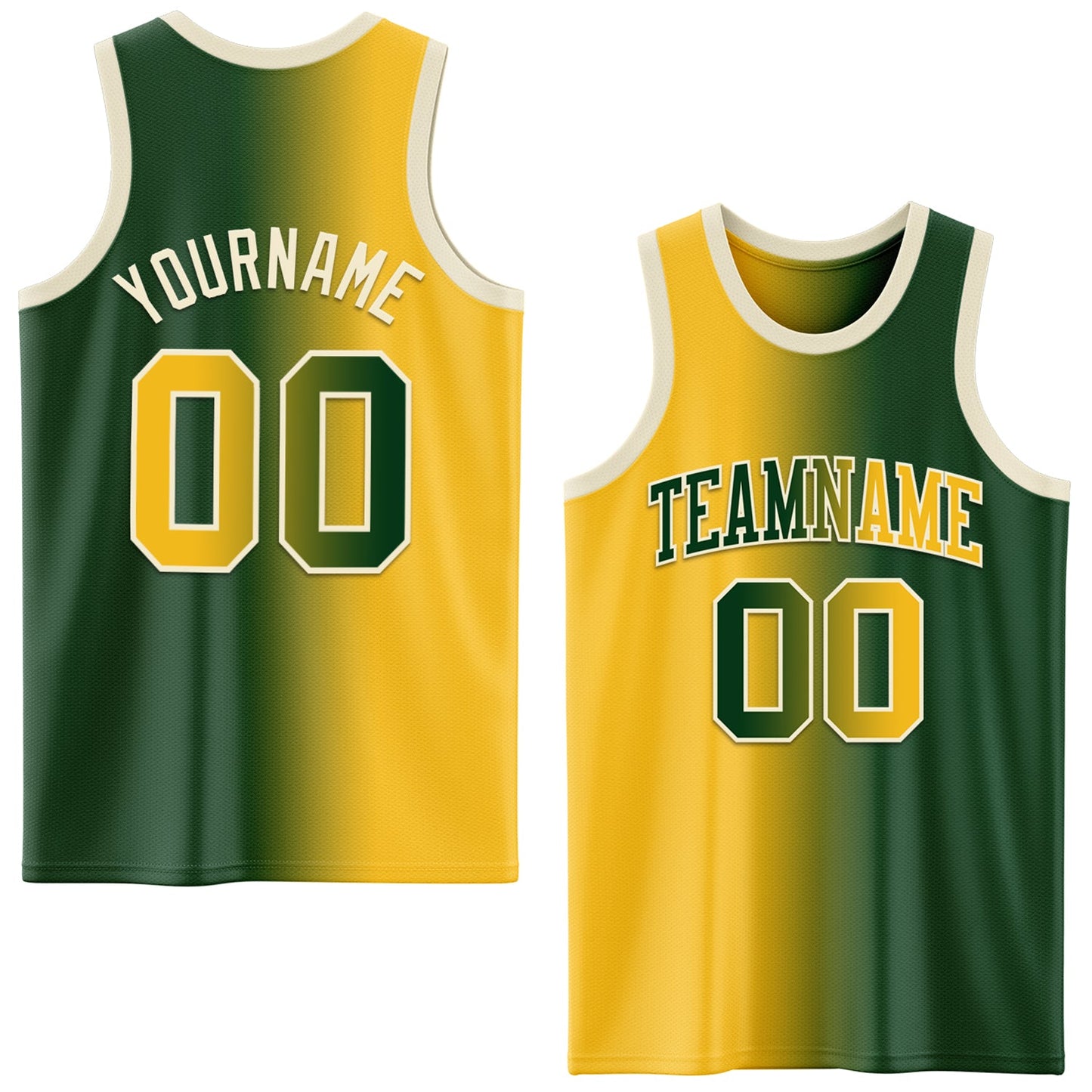 Custom Green Gold-Cream Authentic Gradient Fashion Basketball Jersey - Sky-Custom