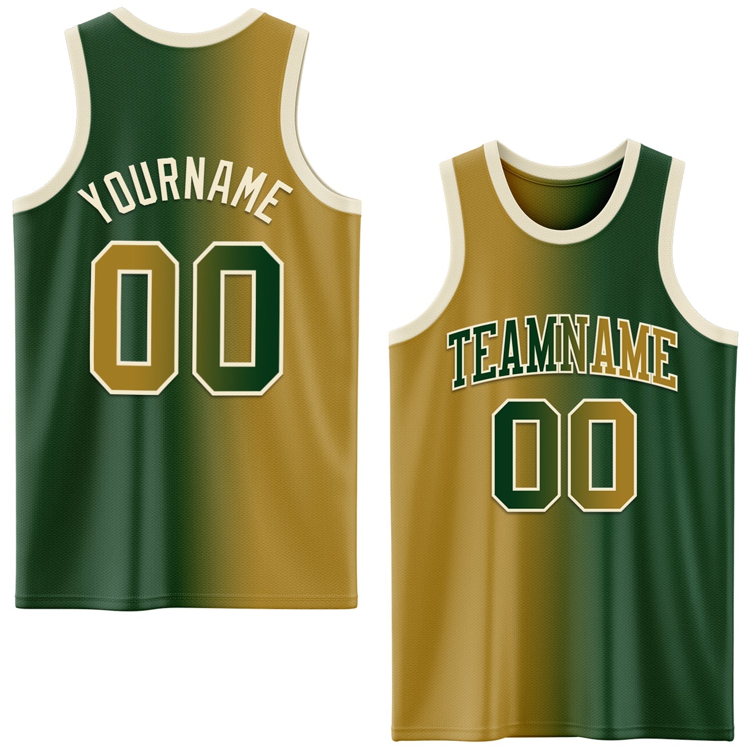 Custom Green Old Gold-Cream Authentic Gradient Fashion Basketball Jersey - Sky-Custom