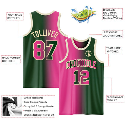 Custom Green Pink-Cream Authentic Gradient Fashion Basketball Jersey - Sky-Custom