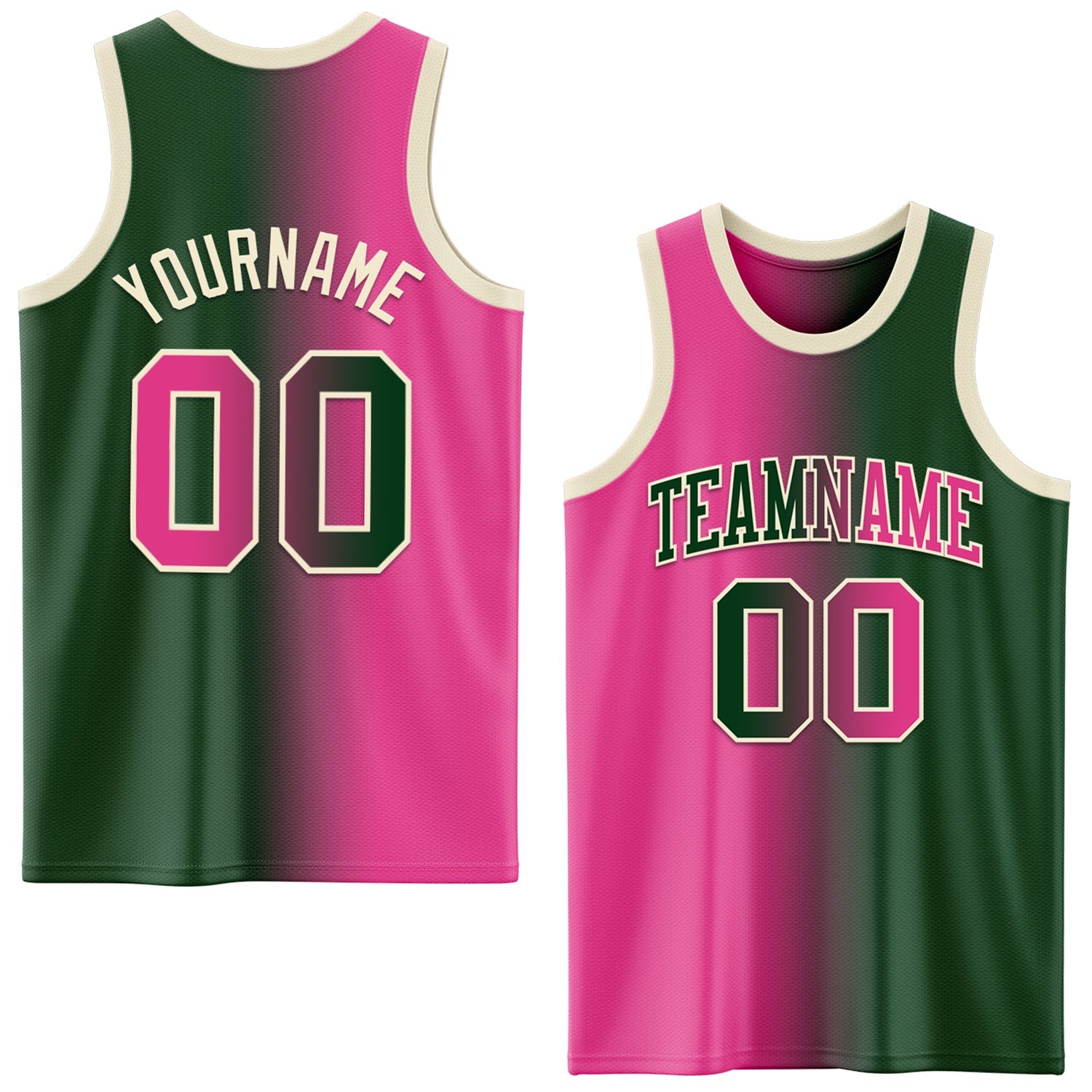 Custom Green Pink-Cream Authentic Gradient Fashion Basketball Jersey - Sky-Custom