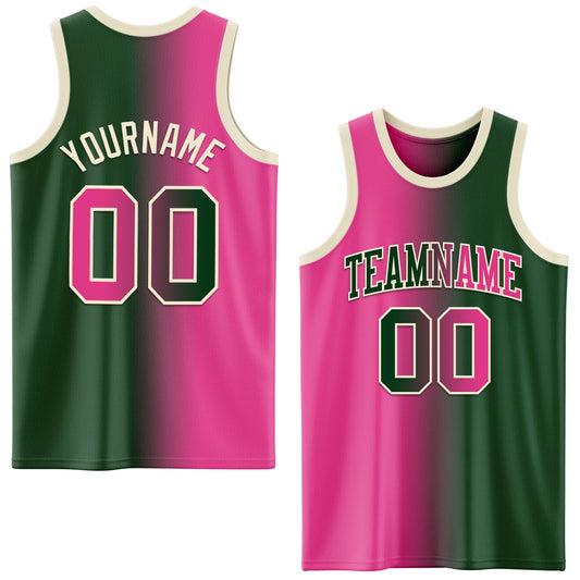 Custom Green Pink-Cream Authentic Gradient Fashion Basketball Jersey - Sky-Custom