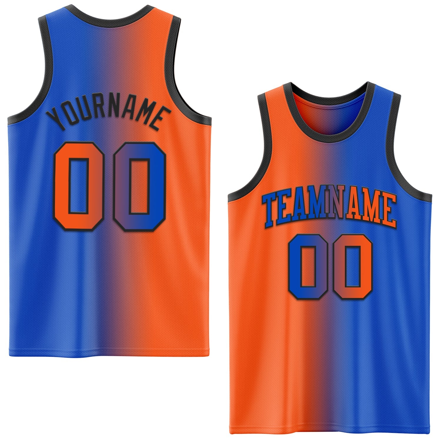 Custom Thunder Blue Orange-Black Authentic Gradient Fashion Basketball Jersey - Sky-Custom