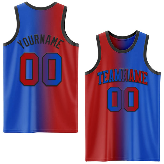 Custom Thunder Blue Red-Black Authentic Gradient Fashion Basketball Jersey - Sky-Custom