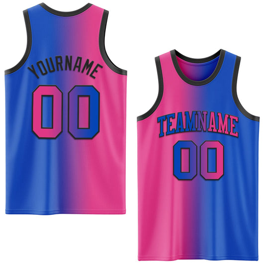 Custom Thunder Blue Pink-Black Authentic Gradient Fashion Basketball Jersey - Sky-Custom