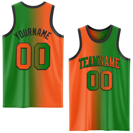Custom Grass Green Orange-Black Authentic Gradient Fashion Basketball Jersey - Sky-Custom