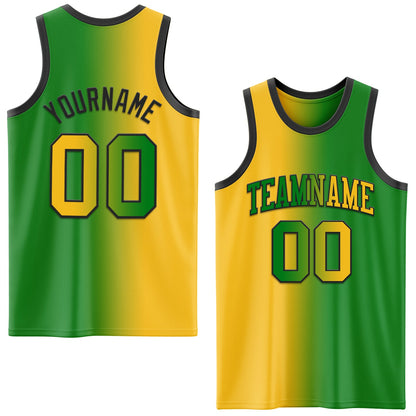 Custom Grass Green Gold-Black Authentic Gradient Fashion Basketball Jersey - Sky-Custom