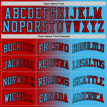Custom Sky Blue Red-Black Authentic Gradient Fashion Basketball Jersey - Sky-Custom