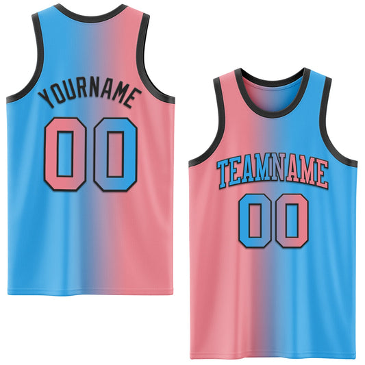 Custom Sky Blue Medium Pink-Black Authentic Gradient Fashion Basketball Jersey - Sky-Custom
