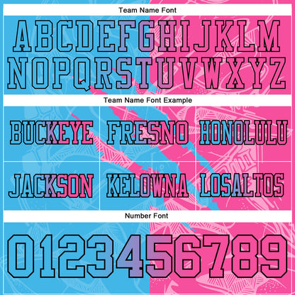 Custom Sky Blue Pink-Black Mesh Authentic Gradient Fashion Scratch Football Jersey - Sky-Custom