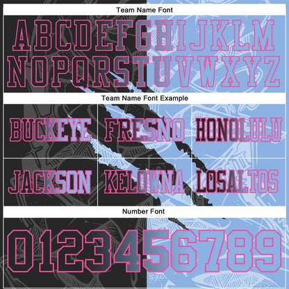 Custom Black Light Blue-Pink Mesh Authentic Gradient Fashion Scratch Football Jersey - Sky-Custom