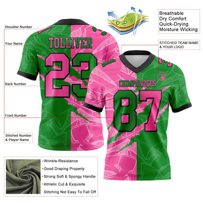 Custom Grass Green Pink-Black Mesh Authentic Gradient Fashion Scratch Football Jersey - Sky-Custom
