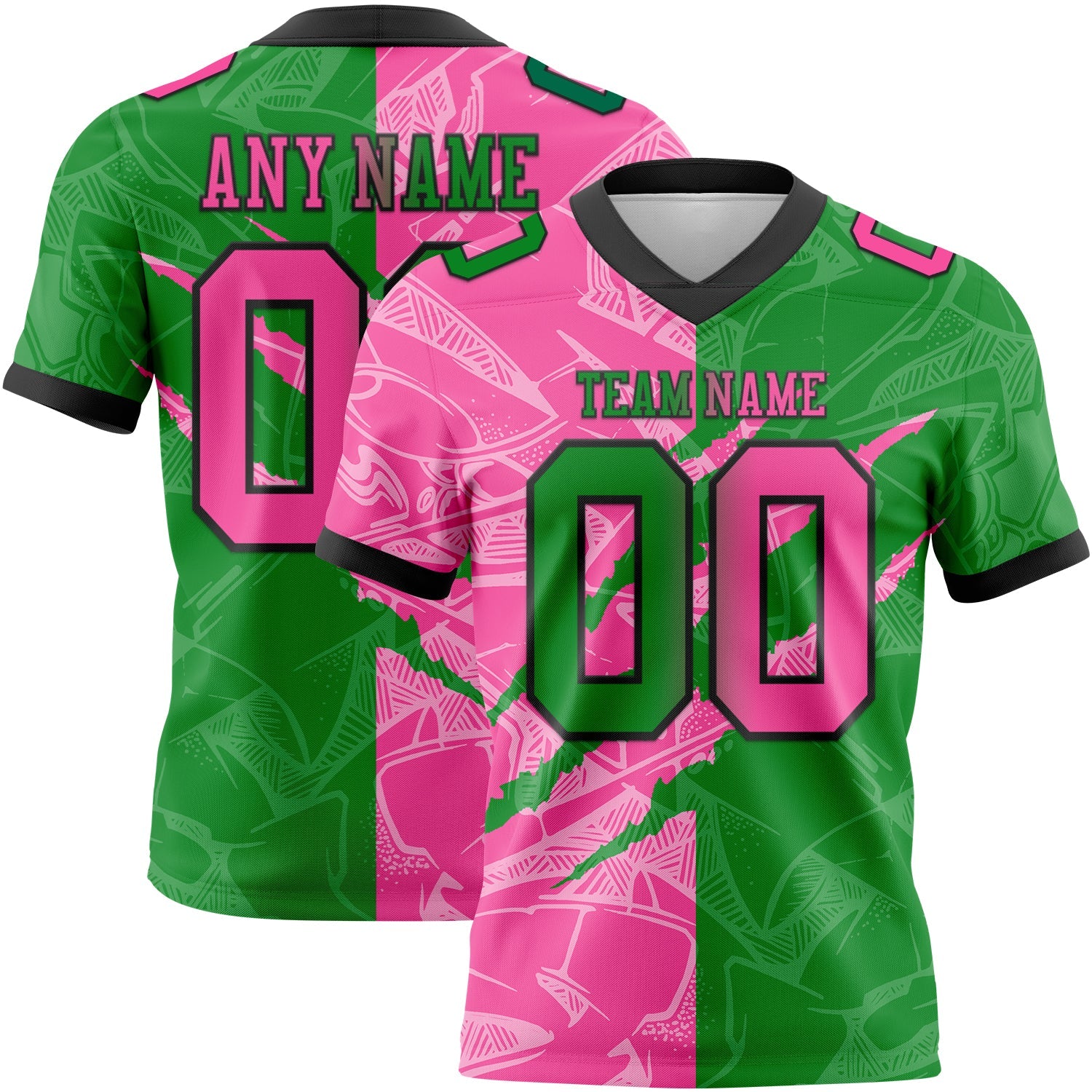 Custom Grass Green Pink-Black Mesh Authentic Gradient Fashion Scratch Football Jersey - Sky-Custom