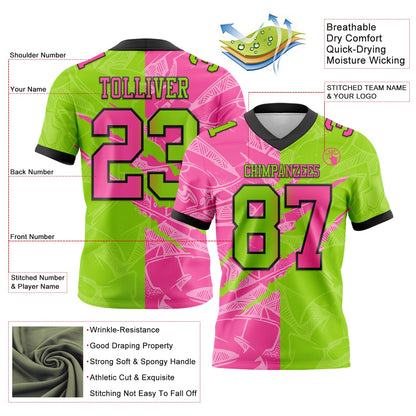 Custom Neon Green Pink-Black Mesh Authentic Gradient Fashion Scratch Football Jersey - Sky-Custom