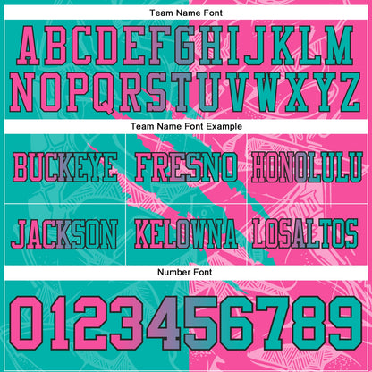 Custom Aqua Pink-Black Mesh Authentic Gradient Fashion Scratch Football Jersey - Sky-Custom