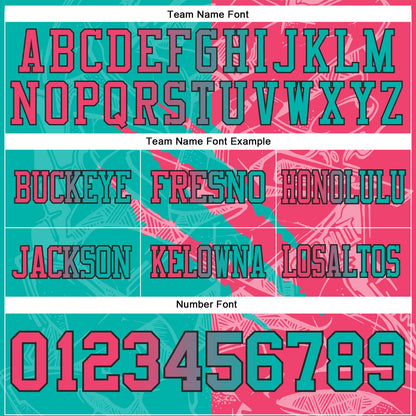 Custom Aqua Neon Pink-Black Mesh Authentic Gradient Fashion Scratch Football Jersey - Sky-Custom