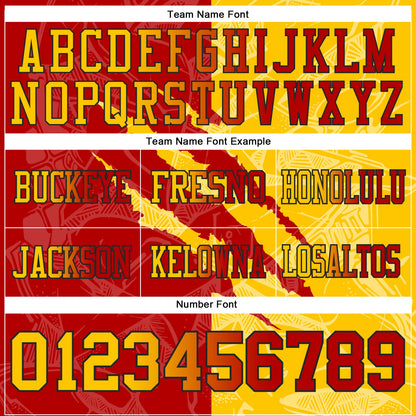 Custom Red Yellow-Black Mesh Authentic Gradient Fashion Scratch Football Jersey - Sky-Custom