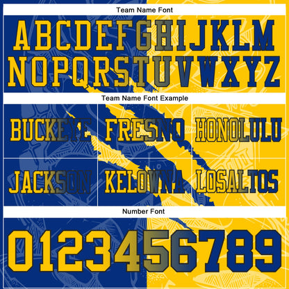 Custom Royal Yellow-Black Mesh Authentic Gradient Fashion Scratch Football Jersey - Sky-Custom