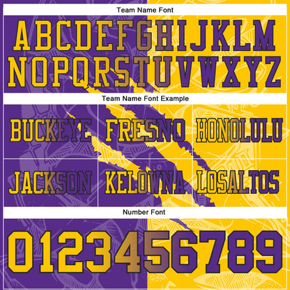 Custom Purple Yellow-Black Mesh Authentic Gradient Fashion Scratch Football Jersey - Sky-Custom