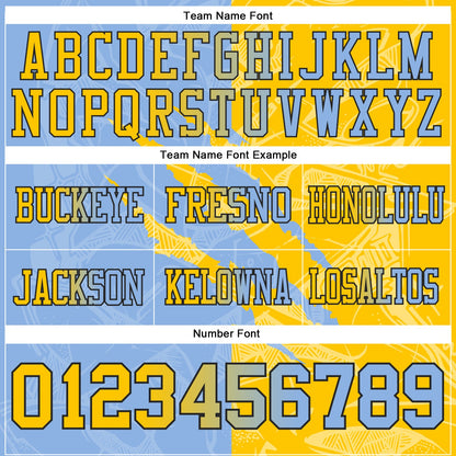 Custom Light Blue Yellow-Black Mesh Authentic Gradient Fashion Scratch Football Jersey - Sky-Custom
