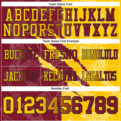 Custom Crimson Yellow-Black Mesh Authentic Gradient Fashion Scratch Football Jersey - Sky-Custom