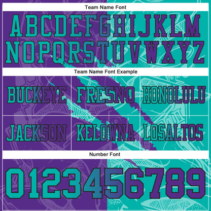 Custom Purple Aqua-Black Mesh Authentic Gradient Fashion Scratch Football Jersey - Sky-Custom