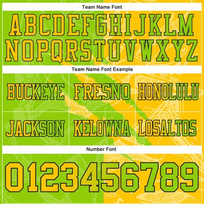 Custom Neon Green Yellow-Black Mesh Authentic Gradient Fashion Scratch Football Jersey - Sky-Custom