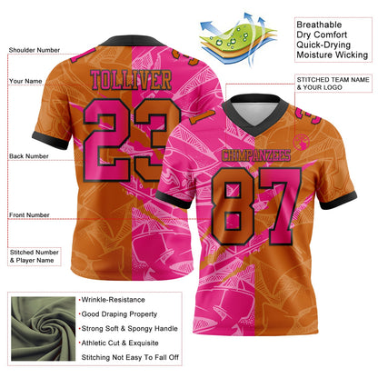 Custom Texas Orange Hot Pink-Black Mesh Authentic Gradient Fashion Scratch Football Jersey - Sky-Custom