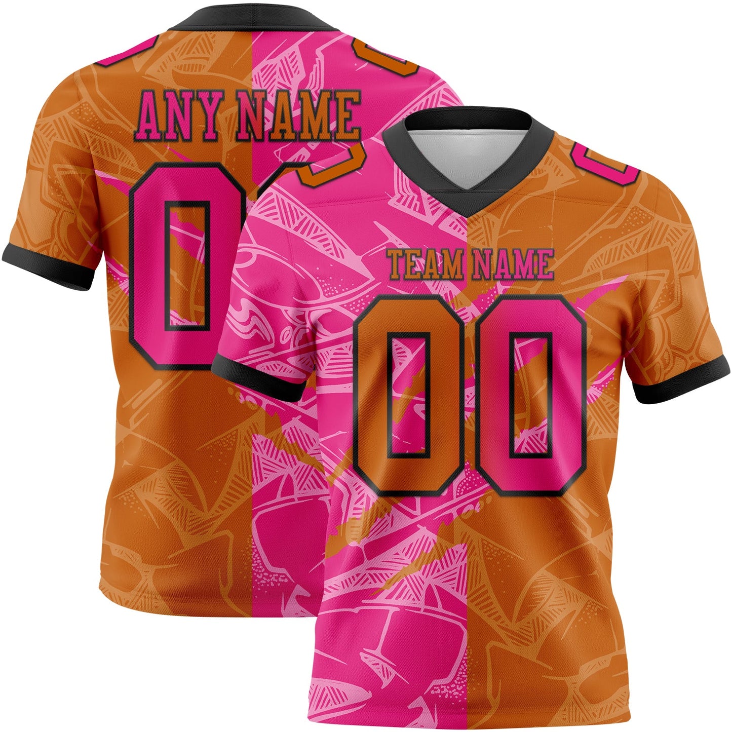 Custom Texas Orange Hot Pink-Black Mesh Authentic Gradient Fashion Scratch Football Jersey - Sky-Custom