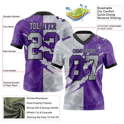 Custom Purple Gray-Black Mesh Authentic Gradient Fashion Scratch Football Jersey - Sky-Custom