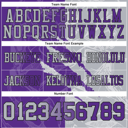 Custom Purple Gray-Black Mesh Authentic Gradient Fashion Scratch Football Jersey - Sky-Custom