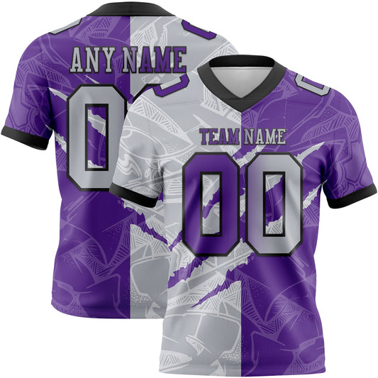 Custom Purple Gray-Black Mesh Authentic Gradient Fashion Scratch Football Jersey - Sky-Custom