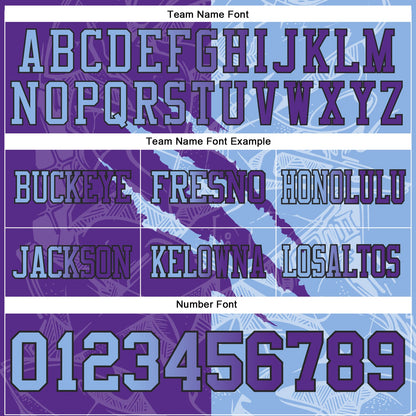 Custom Purple Light Blue-Black Mesh Authentic Gradient Fashion Scratch Football Jersey - Sky-Custom