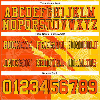 Custom Orange Yellow-Black Mesh Authentic Gradient Fashion Scratch Football Jersey - Sky-Custom