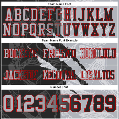 Custom Black Gray-Red Mesh Authentic Gradient Fashion Scratch Football Jersey - Sky-Custom