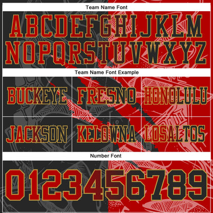 Custom Black Red-Old Gold Mesh Authentic Gradient Fashion Scratch Football Jersey - Sky-Custom