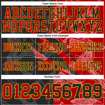 Custom Black Red-Gold Mesh Authentic Gradient Fashion Scratch Football Jersey - Sky-Custom