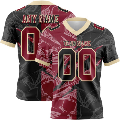 Custom Black Crimson-Cream Mesh Authentic Gradient Fashion Scratch Football Jersey - Sky-Custom